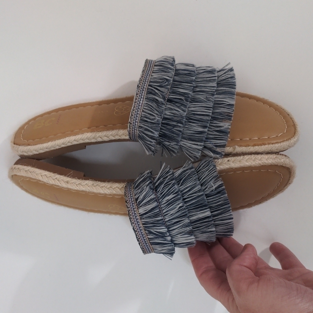 BC Born in California Vegan Fringe Espadrille Slides 7.5 - Picture 2 of 7